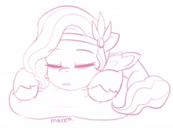 Size: 2435x1800 | Tagged: safe, artist:maren, imported from derpibooru, pipp petals, pegasus, pony, doodle, eyes closed, female, g5, jewelry, mare, open mouth, pillow, sleeping, tiara