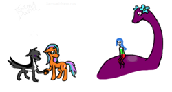 Size: 444x238 | Tagged: safe, artist:samuel-neocros, imported from derpibooru, oc, dinosaur, earth pony, pony, earth pony oc, female, holding hooves, looking back, mare, simple background, white background