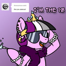 Size: 800x800 | Tagged: safe, artist:thedragenda, imported from derpibooru, oc, oc:ace, pony, ask-acepony, crown, ear piercing, earring, jewelry, pearl, piercing, regalia, solo, sunglasses