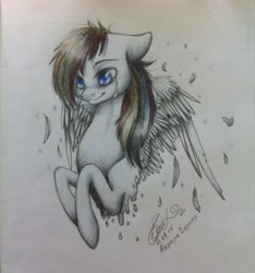 Size: 900x960 | Tagged: safe, artist:avroras_world, imported from derpibooru, rainbow dash, pegasus, pony, bust, crying, female, mare, signature, smiling, solo, traditional art, wings