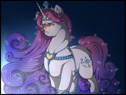 Size: 512x384 | Tagged: safe, artist:binibean, imported from derpibooru, princess amore, pony, unicorn, female, glowing, glowing eyes, solo