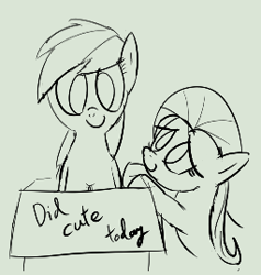 Size: 256x269 | Tagged: safe, artist:truthormare, fluttershy, rainbow dash, pegasus, pony, /bale/, aggie.io, box, cute, doodle, duo, female, mare, monochrome, pony in a box, simple background, sketch, text