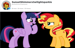 Size: 1024x656 | Tagged: safe, imported from derpibooru, sunset shimmer, twilight sparkle, alicorn, avatar, bacon hair, blushing, female, lesbian, roblox, shipping, simple background, solo, sunsetsparkle, twilight sparkle (alicorn)