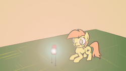 Size: 1920x1080 | Tagged: safe, artist:purblehoers, imported from derpibooru, oc, oc only, oc:diode, earth pony, pony, animated, behaving like a cat, circuit board, female, flinch, gif, led, mare, solo, stare, startled, tiny, tiny ponies