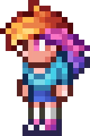 Size: 128x192 | Tagged: artist needed, safe, imported from derpibooru, rainbow dash, human, clothes, female, humanized, party girl, pixel art, pony reference, shirt, shoes, simple background, skirt, sneakers, socks, solo, sprite, t-shirt, terraria, white background