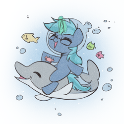 Size: 1000x1000 | Tagged: safe, artist:sugar morning, imported from derpibooru, oc, oc:sea dreamer, crab, dolphin, fish, pony, unicorn, air bubble, bubble, cute, glasses, ocean, underwater, water