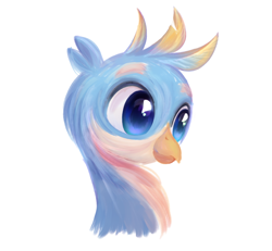 Size: 1080x1000 | Tagged: artist needed, safe, imported from derpibooru, gallus, griffon, blue eyes, bust, lineless, looking sideways, male, simple background, solo, white background