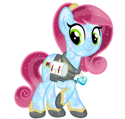 Size: 2992x2841 | Tagged: safe, artist:sjart117, imported from derpibooru, oc, oc only, oc:rose letter, crystal pony, pony, bag, clothes, crystal heart, crystal pony oc, female, headband, jewelry, mailmare, mare, necklace, raised hoof, shoes, simple background, smiling, solo, the crystal empire 10th anniversary, transparent background, uniform