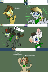 Size: 1302x1954 | Tagged: safe, artist:toadstool-prancer, imported from derpibooru, derpy hooves, doctor whooves, king sombra, time turner, oc, oc:tantamount, pony, disguise, disguised changeling, floppy ears, one ear down, tantamount time turner