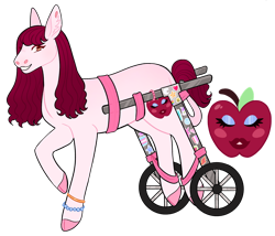 Size: 1280x1094 | Tagged: safe, artist:s0ftserve, imported from derpibooru, oc, oc:pink lady, earth pony, pony, female, mare, simple background, solo, transgender, transparent background, wheelchair