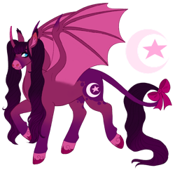 Size: 1280x1237 | Tagged: safe, artist:s0ftserve, imported from derpibooru, oc, oc:midnight dream, alicorn, bat pony, bat pony alicorn, pony, bat wings, female, horn, magical lesbian spawn, mare, offspring, parent:princess luna, parent:tempest shadow, parents:tempestluna, simple background, solo, transparent background, wings