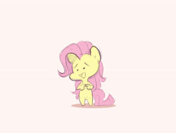 Size: 3060x2330 | Tagged: safe, artist:chub-wub, imported from derpibooru, fluttershy, pegasus, pony, bipedal, chibi, cute, dot eyes, female, fingers together, high res, open mouth, open smile, pink background, shyabetes, simple background, smiling, solo, suddenly hands, twiddling, white background