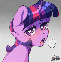 Size: 2480x2507 | Tagged: safe, artist:charlot, imported from derpibooru, twilight sparkle, alicorn, pony, unicorn, ahegao, anime, blushing, bust, heart, heart eyes, open mouth, solo, stylised, tongue out, wingding eyes