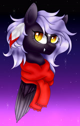 Size: 2401x3785 | Tagged: safe, artist:cindystarlight, imported from derpibooru, oc, oc:cloudy night, pegasus, pony, base used, bust, clothes, female, mare, portrait, scarf, solo