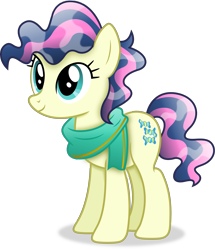 Size: 3643x4235 | Tagged: safe, artist:anime-equestria, imported from derpibooru, bon bon, sweetie drops, earth pony, alternate hairstyle, clothes, female, mare, scarf, simple background, smiling, solo, transparent background, vector
