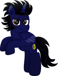 Size: 2955x3858 | Tagged: safe, artist:lincolnbrewsterfan, derpibooru exclusive, imported from derpibooru, oc, oc only, oc:astral shine, alicorn, derpibooru community collaboration, .svg available, 2023 community collab, alicorn oc, bipedal, bipedal leaning, black mane, black tail, blue, brown eyes, colored eyebrows, colored wings, colored wingtips, dark blue, eclipse, eyebrows, folded wings, highlights, horn, inkscape, leaning, lidded eyes, looking at you, male, male alicorn oc, moon, movie accurate, raised hoof, rearing, shading, simple background, smiling, smiling at you, stallion, stallion oc, standing, sun, svg, tail, transparent background, two toned wings, vector, wings