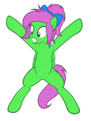 Size: 3012x3981 | Tagged: safe, artist:equestria secret guard, imported from derpibooru, oc, oc only, oc:zippy sparkz, pegasus, pony, armpits, belly button, bow, featureless crotch, female, mare, pegasus oc, show accurate, simple background, solo, spread eagle, transparent background, vector