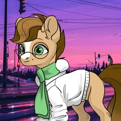 Size: 1080x1080 | Tagged: safe, artist:avatar maker fantasy pony, imported from derpibooru, oc, oc only, oc:cooper pine, pony, avatar maker fantasy pony, clothes, glasses, round glasses, scarf, solo