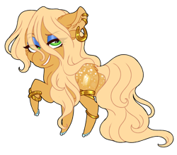 Size: 1024x901 | Tagged: safe, artist:azure-art-wave, imported from derpibooru, oc, oc:sunshine jewel, earth pony, pony, butt, ear piercing, earring, eyeshadow, female, jewelry, makeup, mare, piercing, plot, simple background, solo, transparent background