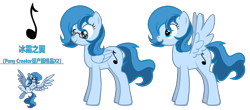 Size: 7390x3237 | Tagged: safe, artist:equestria secret guard, imported from derpibooru, oc, oc only, oc:frozen wings, oc:冰霜之翼, pegasus, pony, pony creator, chinese, female, glass, mare, pegasus oc, show accurate, simple background, transparent background, vector