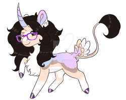 Size: 1280x1020 | Tagged: safe, artist:malinraf1615, imported from derpibooru, oc, pony, unicorn, deviantart watermark, female, glasses, mare, obtrusive watermark, simple background, solo, tail wings, transparent background, watermark