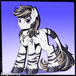 Size: 2000x2000 | Tagged: safe, artist:adagiostring, imported from derpibooru, oc, oc only, earth pony, original species, pony, fluffy, long mane, looking at you, male, purple eyes, solo, stallion, standing