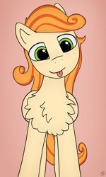 Size: 942x1573 | Tagged: safe, artist:hardrock, imported from derpibooru, oc, oc only, oc:megan rouge, pegasus, pony, :p, chest fluff, freckles, solo, tongue out