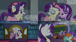 Size: 4400x2475 | Tagged: safe, edit, edited screencap, editor:quoterific, imported from derpibooru, screencap, berry blend, berry bliss, gallus, peppermint goldylinks, rainbow dash, rarity, starlight glimmer, twilight sparkle, alicorn, the end in friend, chalkboard, friendship student, school of friendship, sunglasses, twilight sparkle (alicorn)