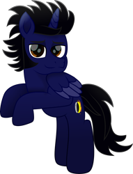 Size: 2955x3858 | Tagged: safe, artist:lincolnbrewsterfan, derpibooru exclusive, imported from derpibooru, oc, oc only, oc:astral shine, alicorn, derpibooru community collaboration, .svg available, 2023 community collab, alicorn oc, bipedal, bipedal leaning, black mane, black tail, blue, brown eyes, colored eyebrows, colored wings, colored wingtips, dark blue, eclipse, eyebrows, folded wings, highlights, horn, inkscape, leaning, lidded eyes, looking at you, male, male alicorn oc, moon, movie accurate, no base, raised hoof, rearing, shading, simple background, smiling, smiling at you, stallion, stallion oc, standing, sun, svg, tail, transparent background, two toned wings, vector, wings