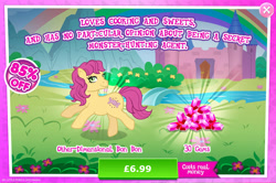 Size: 1958x1304 | Tagged: safe, idw, imported from derpibooru, bon bon (g1), earth pony, pony, advertisement, castle, costs real money, english, female, g1, g4, gameloft, gem, idw showified, implied bon bon, mare, my little pony: magic princess, numbers, official, sale, secret agent, solo, solo focus, text