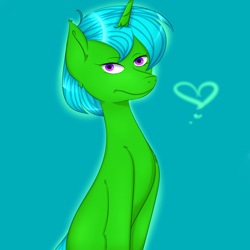 Size: 1500x1500 | Tagged: safe, alternate version, artist:painy, imported from derpibooru, oc, oc:green byte, pony, unicorn, commission, heart, male, simple background, solo, stallion