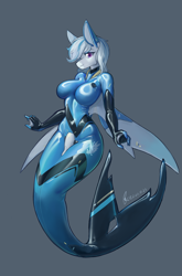 Size: 3587x5425 | Tagged: safe, artist:龙宠, imported from derpibooru, oc, oc only, oc:lady lightning strike, anthro, mermaid, merpony, pegasus, sea pony, seapony (g4), breasts, clothes, female, fish tail, gloves, latex, latex gloves, latex suit, mare, solo, tail, tight clothing, transformation, wide hips