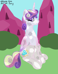Size: 705x906 | Tagged: safe, artist:eklipsethepony, imported from derpibooru, princess cadance, alicorn, crystal pony, pony, bush, crystal, crystal empire, crystallized, outdoors, solo, the crystal empire 10th anniversary