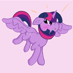 Size: 4800x4800 | Tagged: safe, alternate version, artist:gean, imported from derpibooru, twilight sparkle, alicorn, pony, :o, blushing, emanata, open mouth, simple background, solo, spread wings, twilight sparkle (alicorn), wings