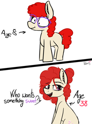 Size: 1496x2007 | Tagged: safe, artist:pinkberry, imported from derpibooru, twist, earth pony, pony, colored sketch, comparison, doodle, female, filly, foal, freckles, mare, older, older twist, simple background, solo, white background