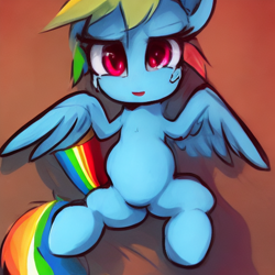Size: 512x512 | Tagged: safe, imported from derpibooru, prompter:tour, rainbow dash, harpy, monster pony, original species, ai content, ai generated, crying, generator:stable diffusion, simple background, solo