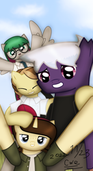 Size: 1080x1980 | Tagged: safe, artist:99999999000, imported from derpibooru, oc, oc only, oc:firearm king, oc:li anna, oc:mar baolin, oc:zhang cathy, earth pony, pegasus, unicorn, clothes, earth pony oc, female, glasses, horn, male, pegasus oc, unicorn oc