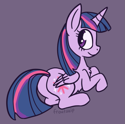 Size: 645x642 | Tagged: safe, artist:froutsuip, imported from derpibooru, twilight sparkle, alicorn, pony, looking back, lying down, simple background, solo, twilight sparkle (alicorn)