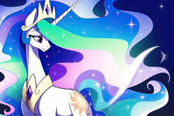 Size: 4608x3072 | Tagged: safe, derpibooru exclusive, imported from derpibooru, princess celestia, pony, unicorn, ai content, ai generated, crown, ethereal mane, female, generator:novelai, generator:stable diffusion, jewelry, race swap, regalia, solo, unicorn celestia, wingless