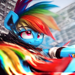 Size: 1080x1080 | Tagged: safe, imported from derpibooru, rainbow dash, anthro, pegasus, ai content, ai generated, female, generator:stable diffusion, prompter:vinphu1, solo