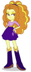 Size: 377x874 | Tagged: artist needed, safe, imported from derpibooru, adagio dazzle, rarity, human, equestria girls, belt, boots, clothes, clothes swap, high heel boots, shirt, shoes, simple background, skirt, solo, white background
