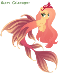 Size: 1920x2300 | Tagged: safe, artist:kabuvee, imported from derpibooru, oc, oc:sandy goldenreef, merpony, female, simple background, solo, transparent background