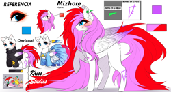 Size: 4800x2600 | Tagged: safe, artist:krissstudios, imported from derpibooru, oc, oc:mizhore, pegasus, pony, clothes, dress, female, mare, reference sheet, simple background, solo, sweater, white background