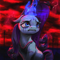 Size: 2500x2500 | Tagged: safe, artist:ciborgen, imported from derpibooru, rarity, pony, unicorn, crying, female, glowing, glowing horn, horn, solo