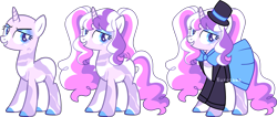 Size: 4435x1885 | Tagged: safe, artist:kurosawakuro, imported from derpibooru, oc, pony, unicorn, bald, base used, clothes, female, hat, magical lesbian spawn, mare, offspring, parent:pinkie pie, parent:trixie, parents:trixiepie, simple background, solo, transparent background