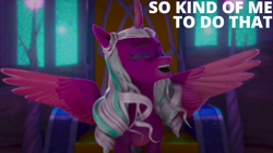 Size: 1280x720 | Tagged: safe, edit, edited screencap, editor:quoterific, imported from derpibooru, screencap, opaline arcana, alicorn, pony, spoiler:g5, spoiler:my little pony: make your mark, spoiler:my little pony: make your mark chapter 2, spoiler:myms01e01, g5, izzy does it, my little pony: make your mark, my little pony: make your mark chapter 2, solo