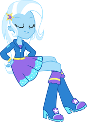 Size: 756x1057 | Tagged: safe, artist:dustinwatsongkx, imported from twibooru, trixie, equestria girls, boots, clothes, high heel boots, hoodie, jacket, shirt, shoes, simple background, skirt, solo, transparent background
