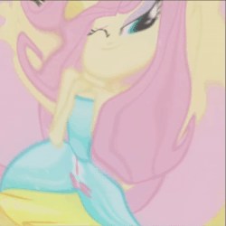 Size: 1008x1008 | Tagged: safe, imported from twibooru, fluttershy, human, pony, equestria girls, animated, humanized, image, mp4, no sound, seizure warning, wat