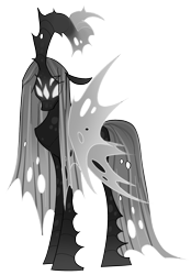 Size: 1650x2367 | Tagged: safe, artist:grubgruel, artist:lovedletters, imported from twibooru, oc, changedling, changeling, female, goddess, image, png, simple background, solo, transparent background