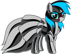 Size: 8000x6003 | Tagged: source needed, safe, artist:severity-gray, imported from twibooru, oc, oc only, oc:nightlight aura, pegasus, pony, annoyed, black coat, blue eyeshadow, blushing, bondage, clothes, corset, encasement, eyeshadow, female, green eyes, hood, image, latex, latex boots, latex corset, latex dress, latex suit, looking at you, makeup, mare, png, simple background, solo, solo female, transparent background, two toned mane, wingless